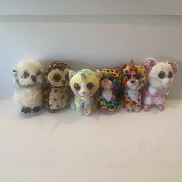 Ty Other - Beanie Boos Bundle Owl Mouse Cat Unicorn